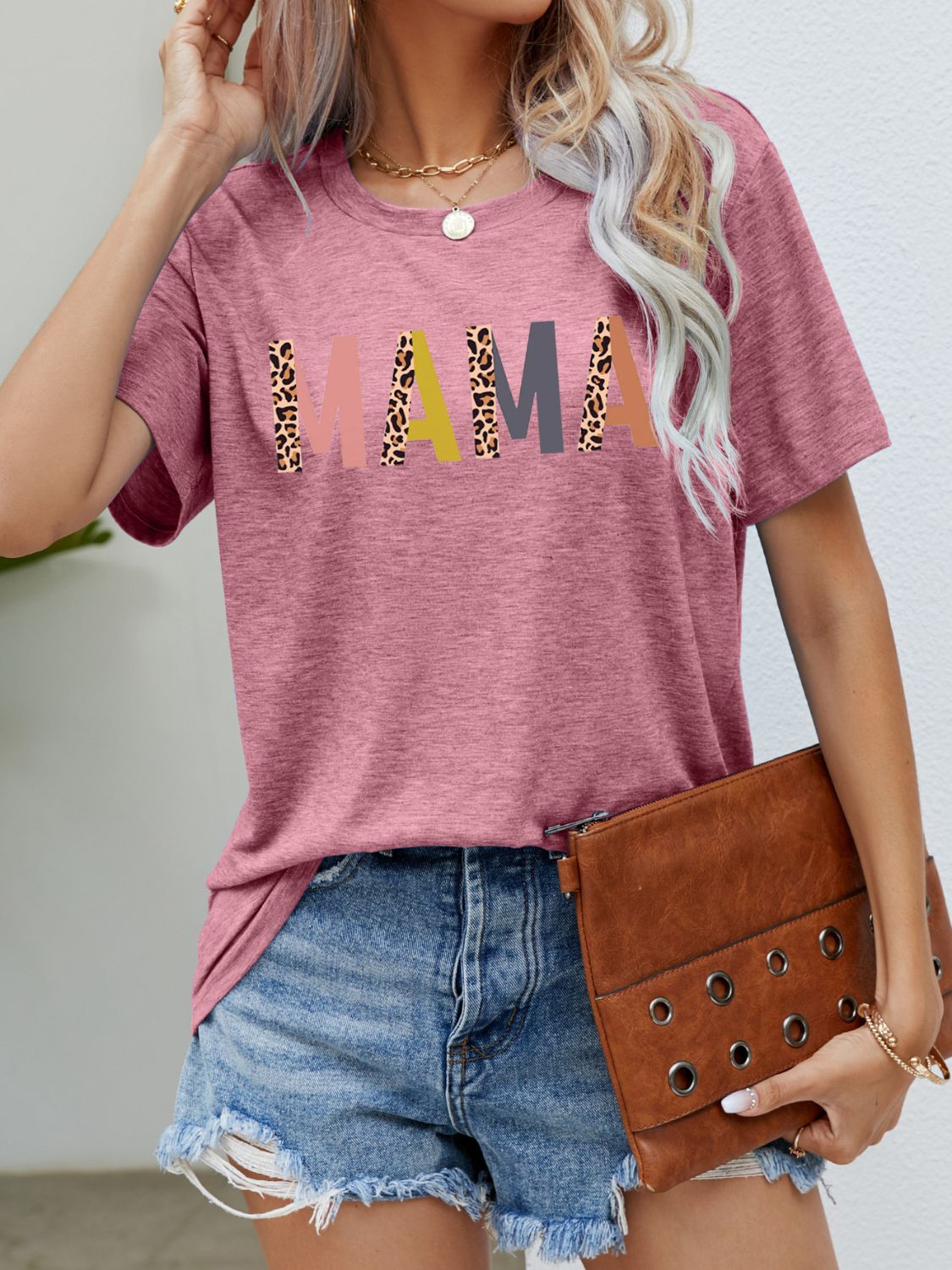 MAMA Leopard Graphic Short Sleeve Tee