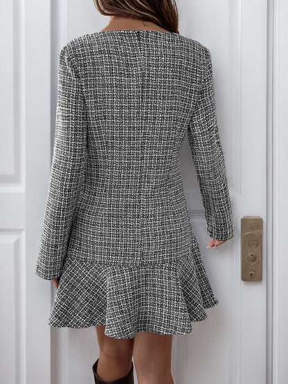 Perfee Asymmetric Long Sleeve Mini Dress