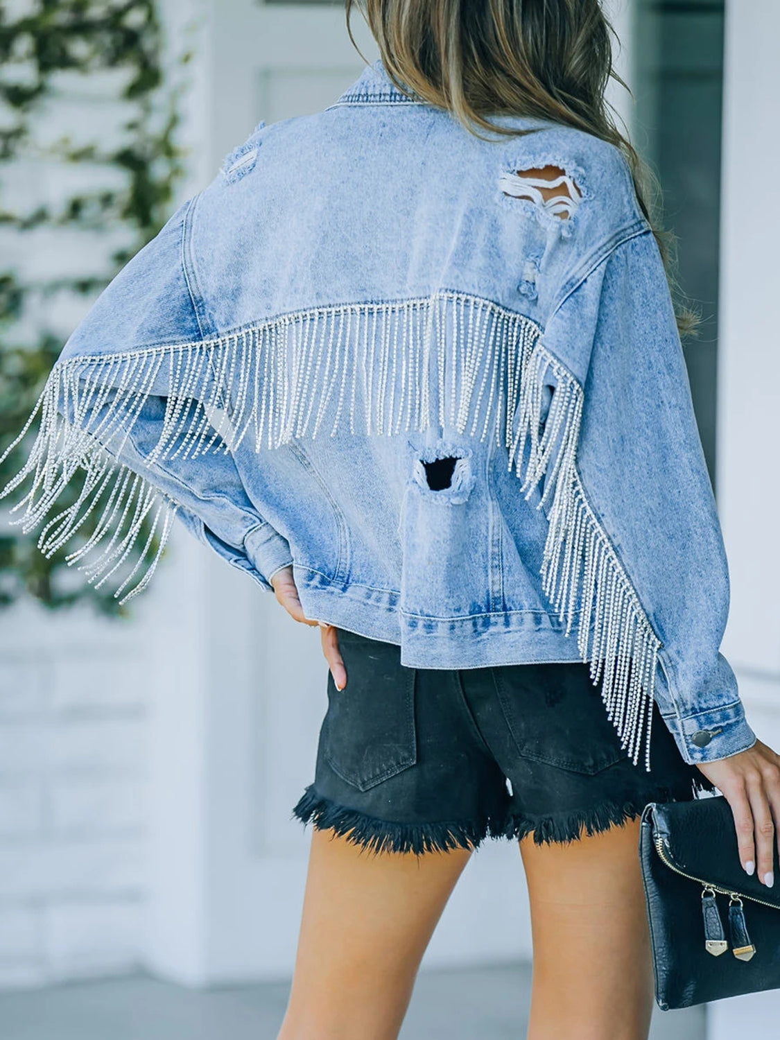 Distressed Fringe Denim Jacket