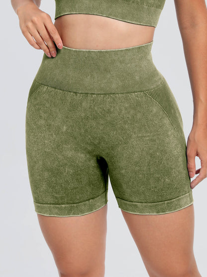 Washed High Waist Active Shorts