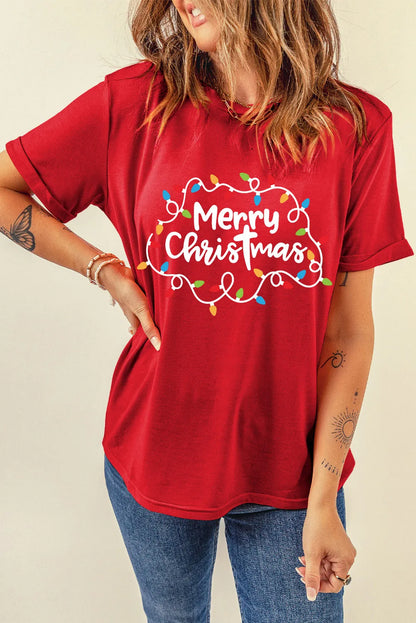 MERRY CHRISTMAS Round Neck Short Sleeve T-Shirt