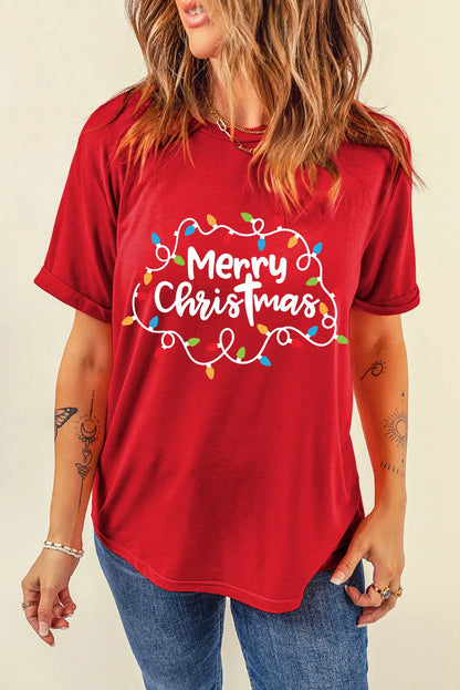 MERRY CHRISTMAS Round Neck Short Sleeve T-Shirt